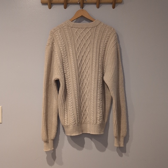 Madewell Cable knit Wool Blend Fisherman Sweater In Off-white Cream Color - Picture 4 of 9